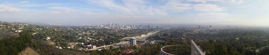 A panorama view of the LA valley and the LA skyline