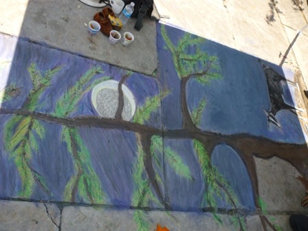 Chalk drawing of a tree