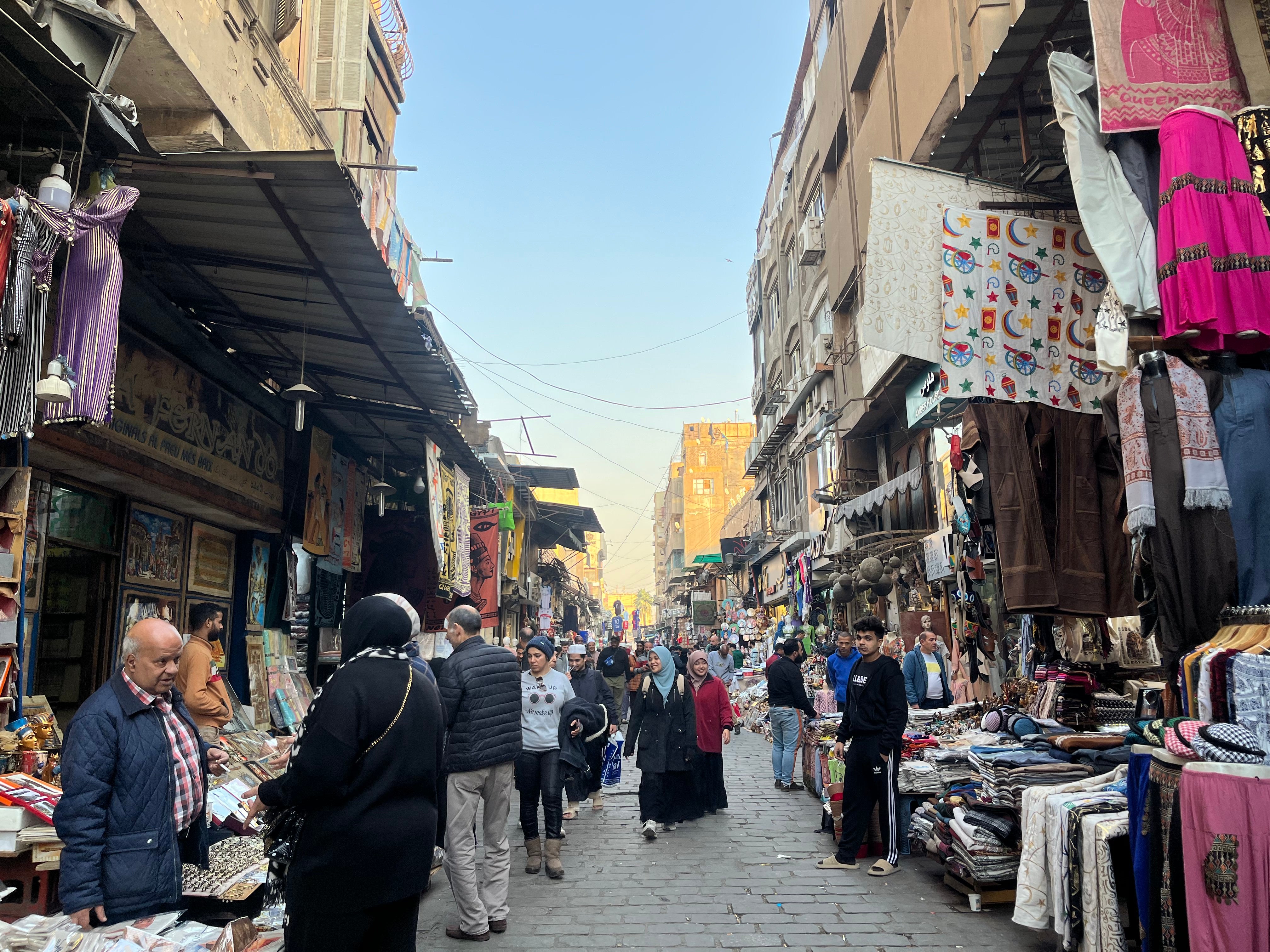 Khan el-Khalili bazaar at sunset.