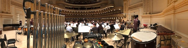 Orchestra rehearsal at Carnegie Hall.