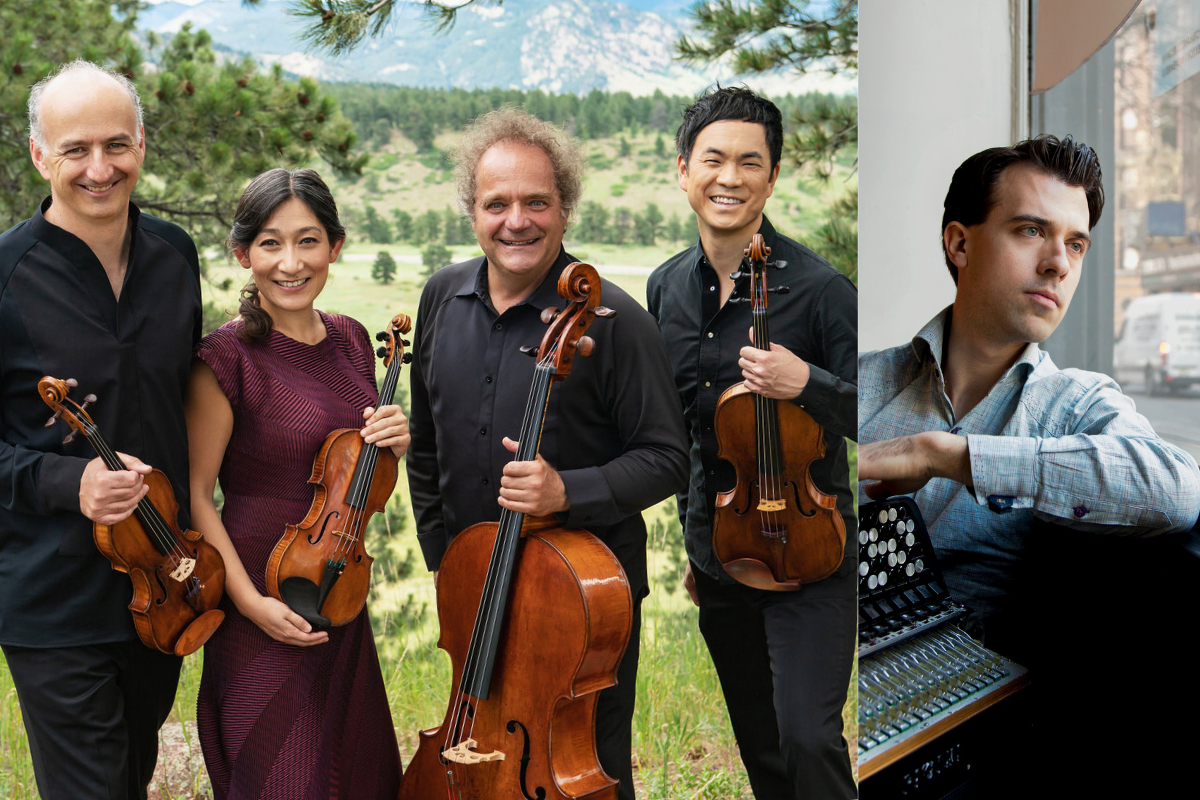 five people holding musical instruments