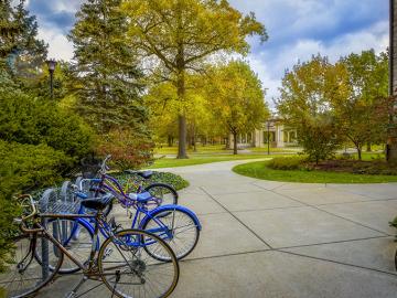 Bikes outside Peters hall 