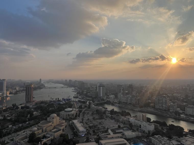 Sunset over Cairo and the Nile.