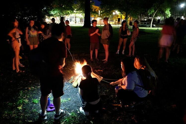 Students around a fire