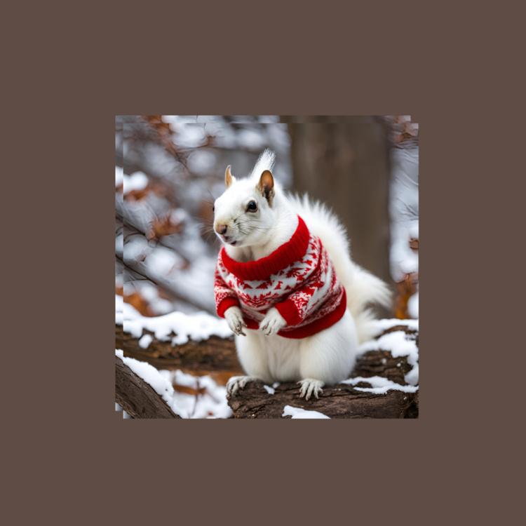 White squirrel in a sweater